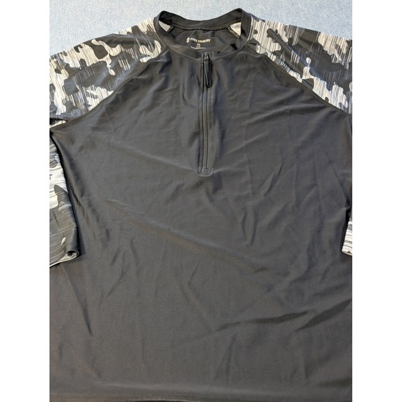 Free Country Womens XXL Rash Guard Long Sleeve Quarter Zip Swim Shirt Black Camo - Picture 3 of 8